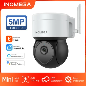 INQMEGA 5MP Tuya Outdoor PTZ Camera Ai Human Detect 1080P Security CCTV Camera Add Google home And Alexa Wifi IP Camera 1
