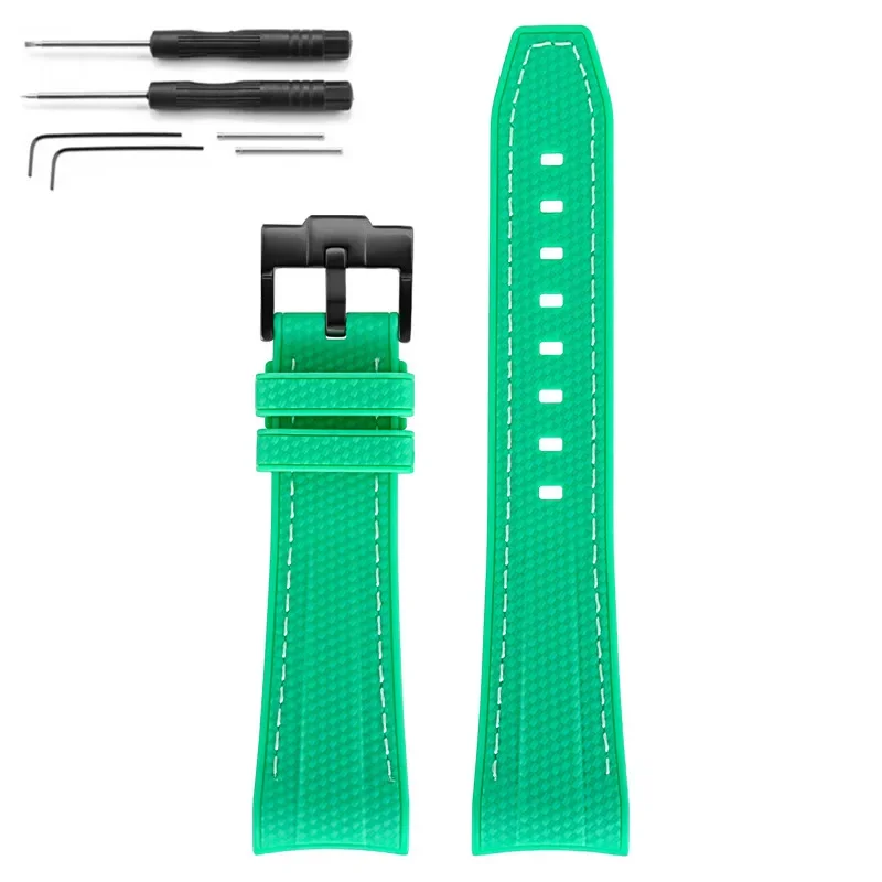 Curved End Silicone Waterproof Watch Band Strap, 22mm