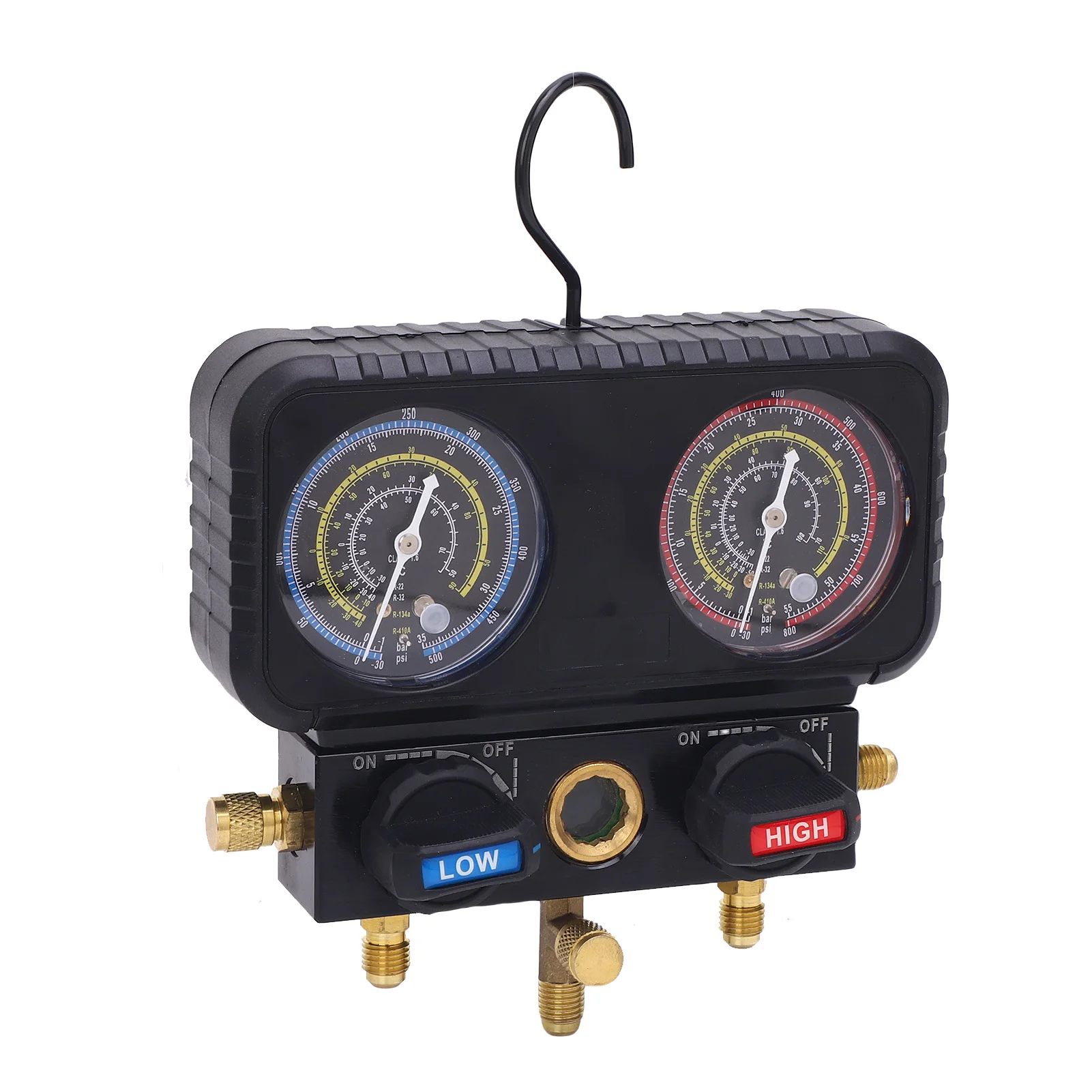 AC Gauge Set with Hoses Enhanced Safety Automotive Manifold Gauge Set Replacement for R410A R32 R134A R22 Refrigerants