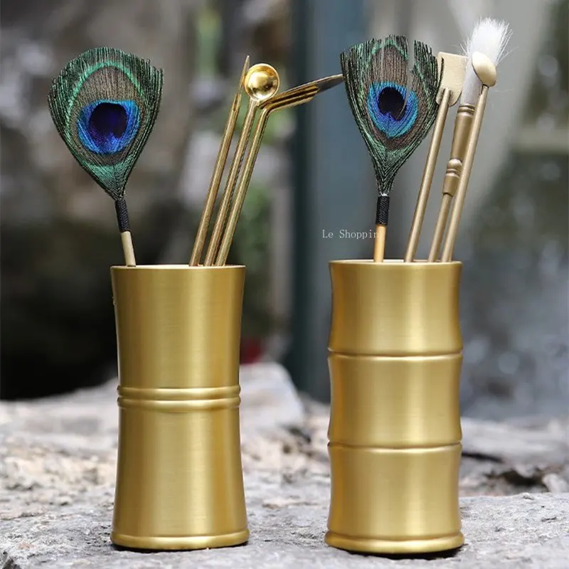 

Brass Bamboo Stick Incense Bottle DIY Household Indoor Incense Bottle Incense Seal Incense Shovel Spoon Tool Storage Bottle