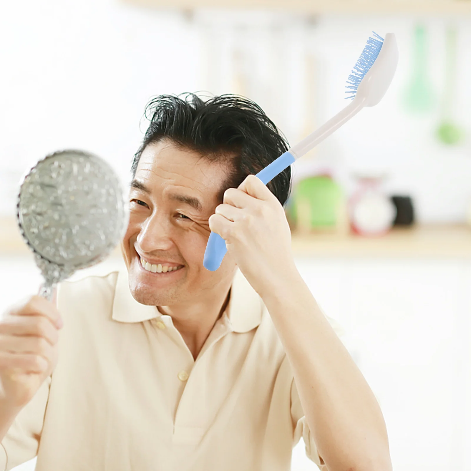 

35 Cm Brush Curved Handle Comb Elderly Cosmetology Kit Reach Hair Pp Plastic Long