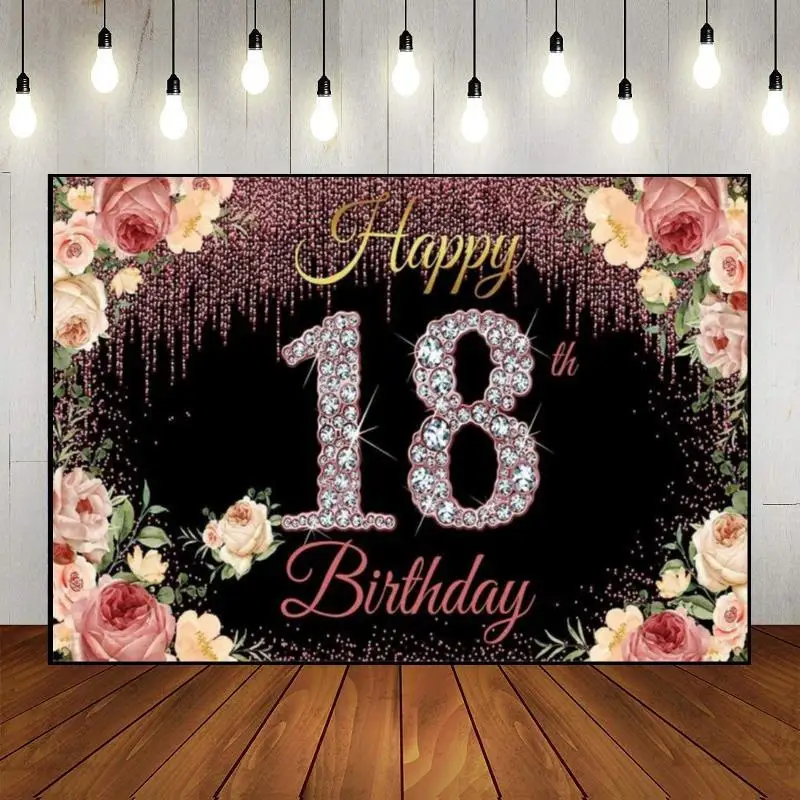Happy 18Th Birthday Background Vintage Photo Decoration Photography Fondali Prince Game Fondale Personalizzato Balloon Hotwheels Girl