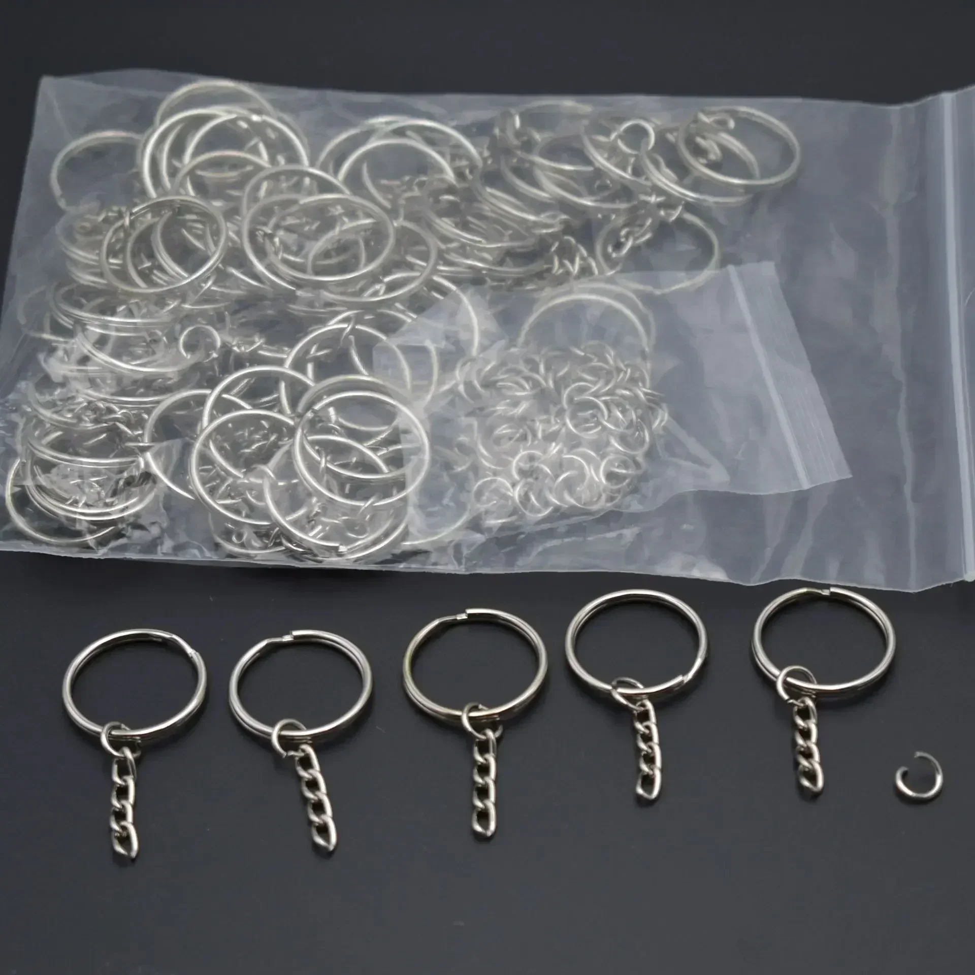 50/100pcs 스테인레스 스틸 구멍 플랫 키 링 DIY 가방 펜던트 버클 세련된 키 체인 만들기 라인 분할 반지 보석 결과