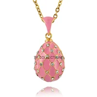 YAFFIL Enamel Handmade Easter Egg Necklace for Women Charm Crystal Rhinestone Mesh Pendant High Quality Holiday Gift 2025 1