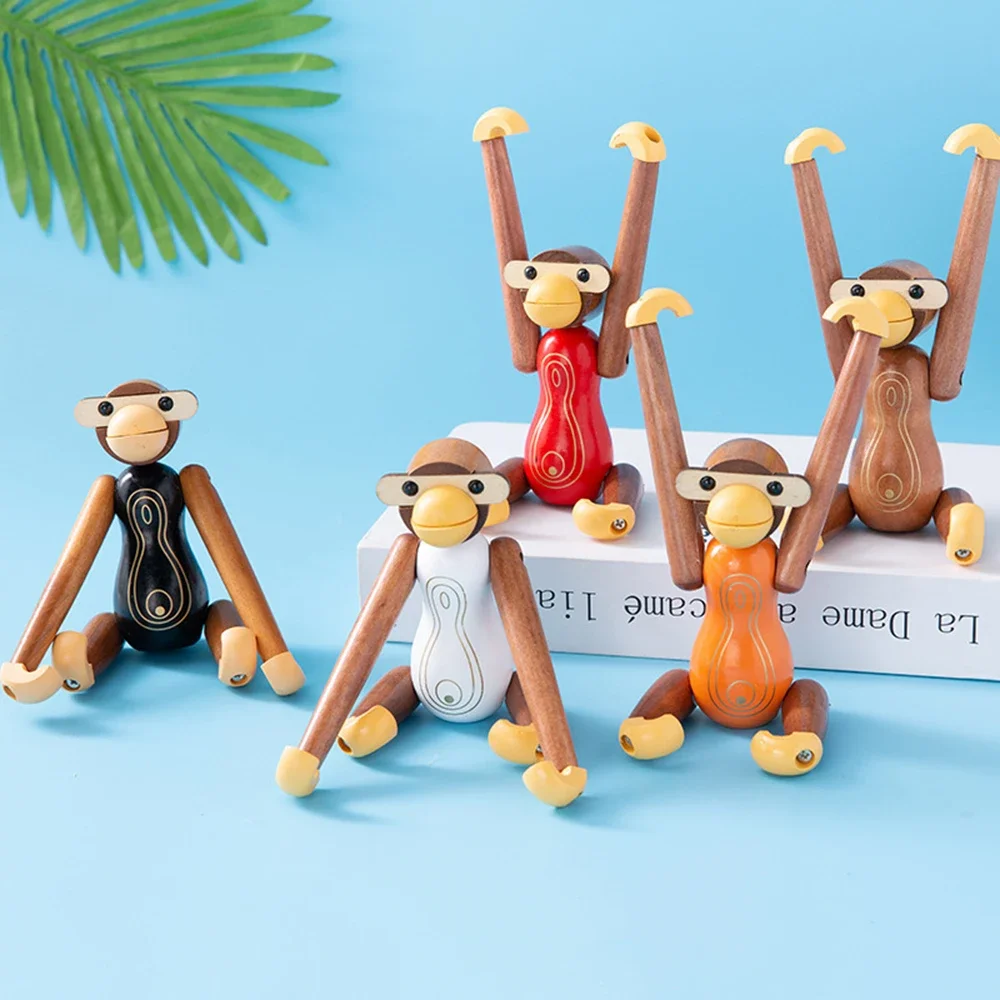 

Nordic Solid Wood Home Decoration Creative Cartoon Wood Crafts Variable Shape Upside Down Monkey Desktop Storage Rack Decoration