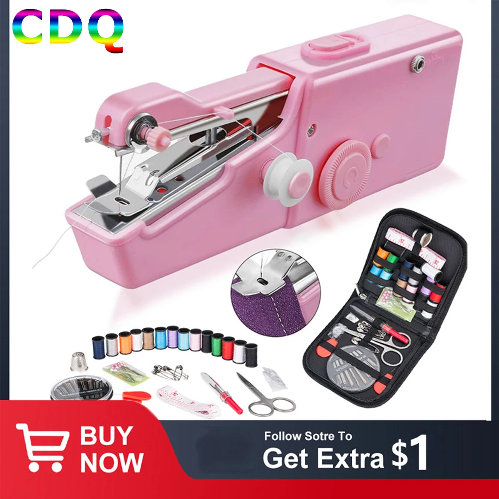 CDQPortableMiniSewingMachinesNeedleworkCordlessHandHeldClothes