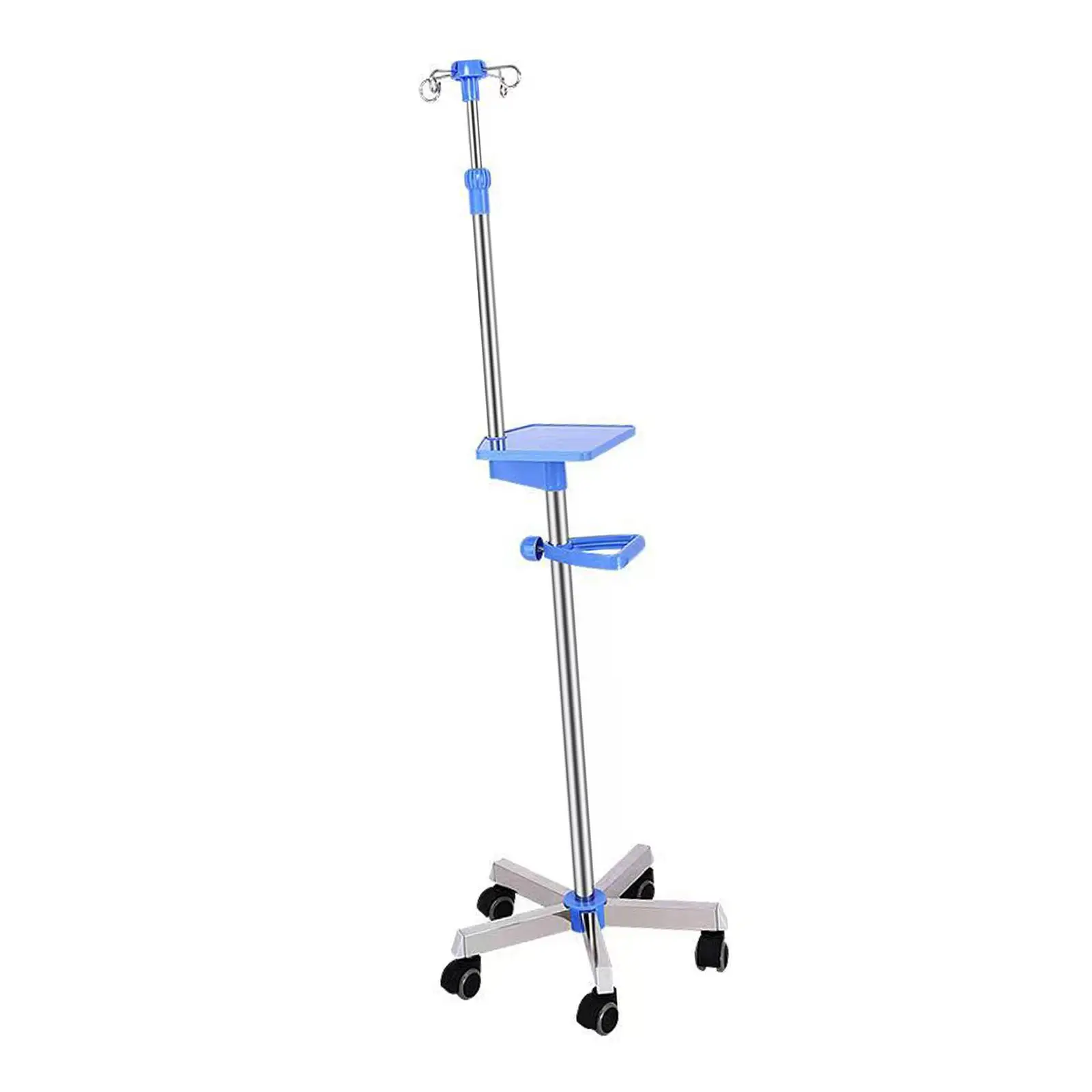 IVPoleStandIVBagHolderAdjustable4HookwithTrayRetractableIV