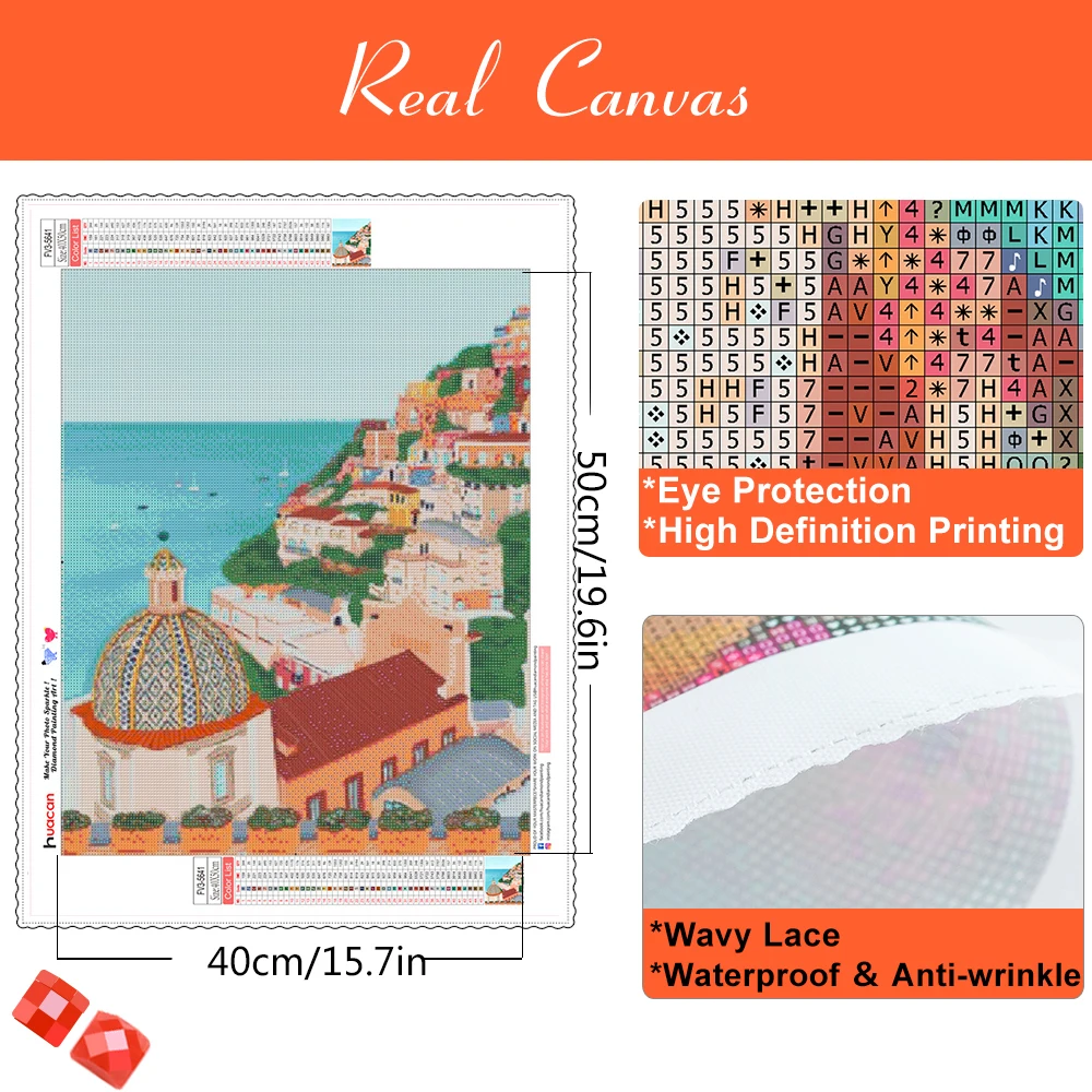 HUACAN 5D Diamond Mosaic Landscapes City Diamond Painting Street Cross Stitch Mosaic Building Decor For Home