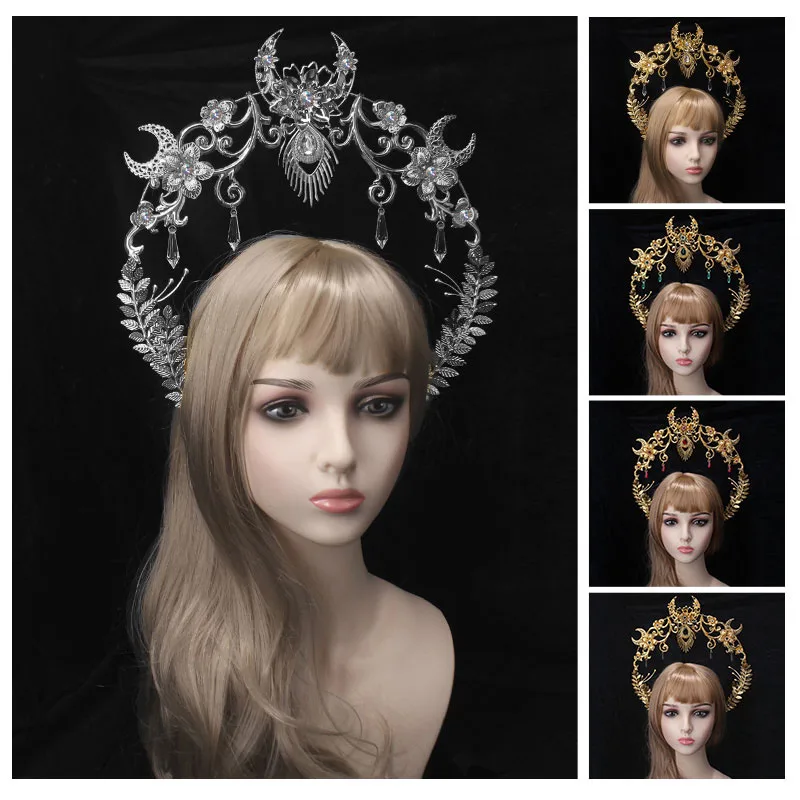 

Baroque Style KC Crown Tiara Halloween Vintage Sun Goddess Headband Lolita Gothic Cosplay Accessories Diy Headpiece Making Kit