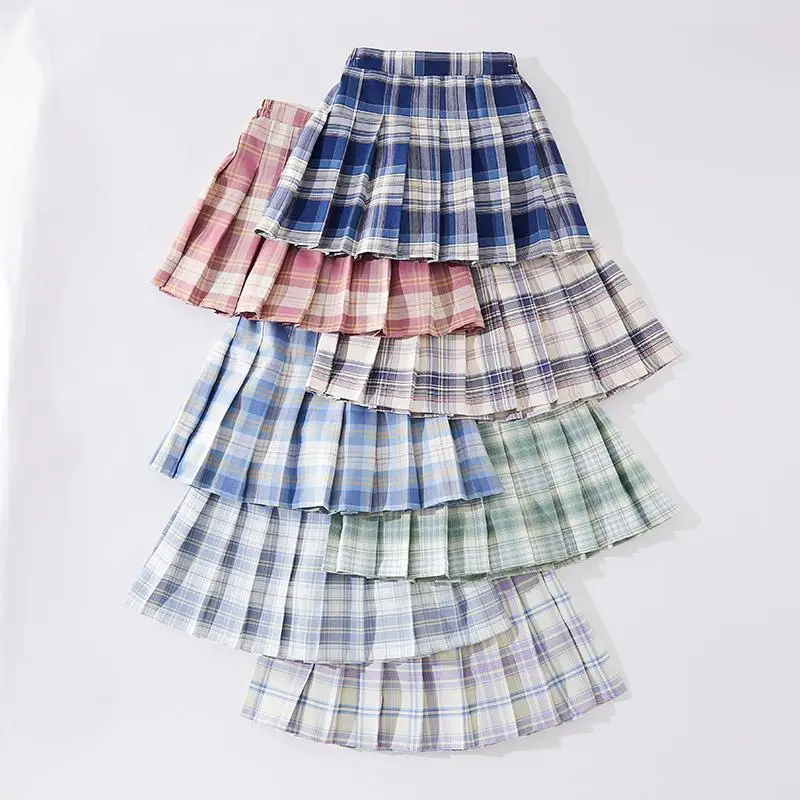 

Summer 2023 Teenage Pleated Skirts Girls Plaid Skirt High Waist Skirts Kids Cute Uniforms Children Dance Skirt 10 12 13 14 Years