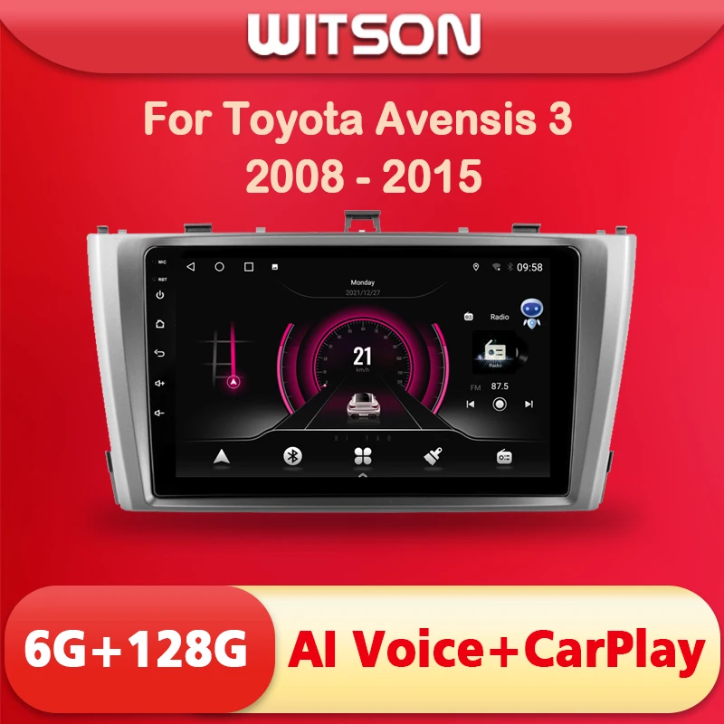 

Автомобильная Мультимедийная система WITSON AI VOICE, Android 11, для Toyota Avensis 3, 2008, 2009, 2010, 2011-2015, 2din, беспроводной модем 4G CarPlay