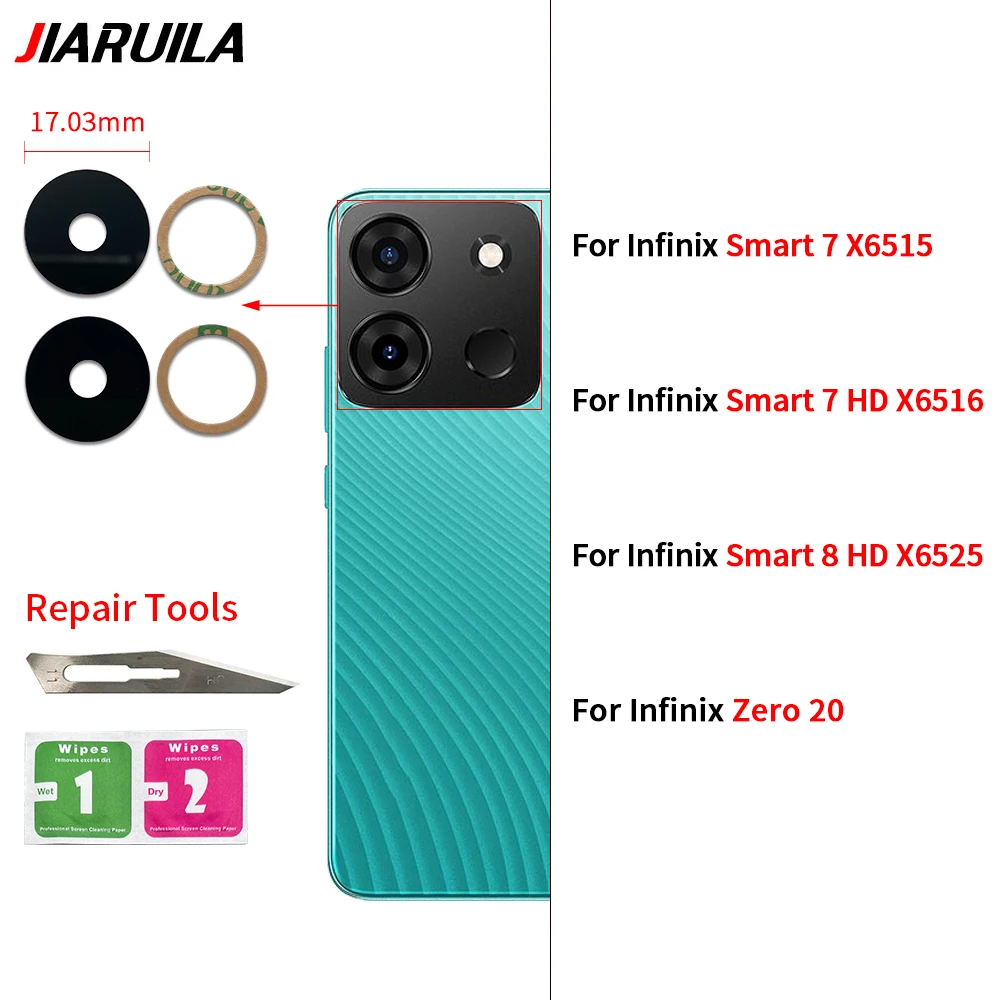 접착식 후면 카메라 유리 렌즈 커버, 인피닉스 핫 20 20S 플레이 30 5G 30i X669 40 프로 스마트 7 8 HD 제로 20 30, 신제품
