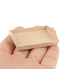 

1Pcs Dollhouse Miniature Wooden Plate Simulation Tray Model For Doll House Decor Accessories 5*3.5*1cm