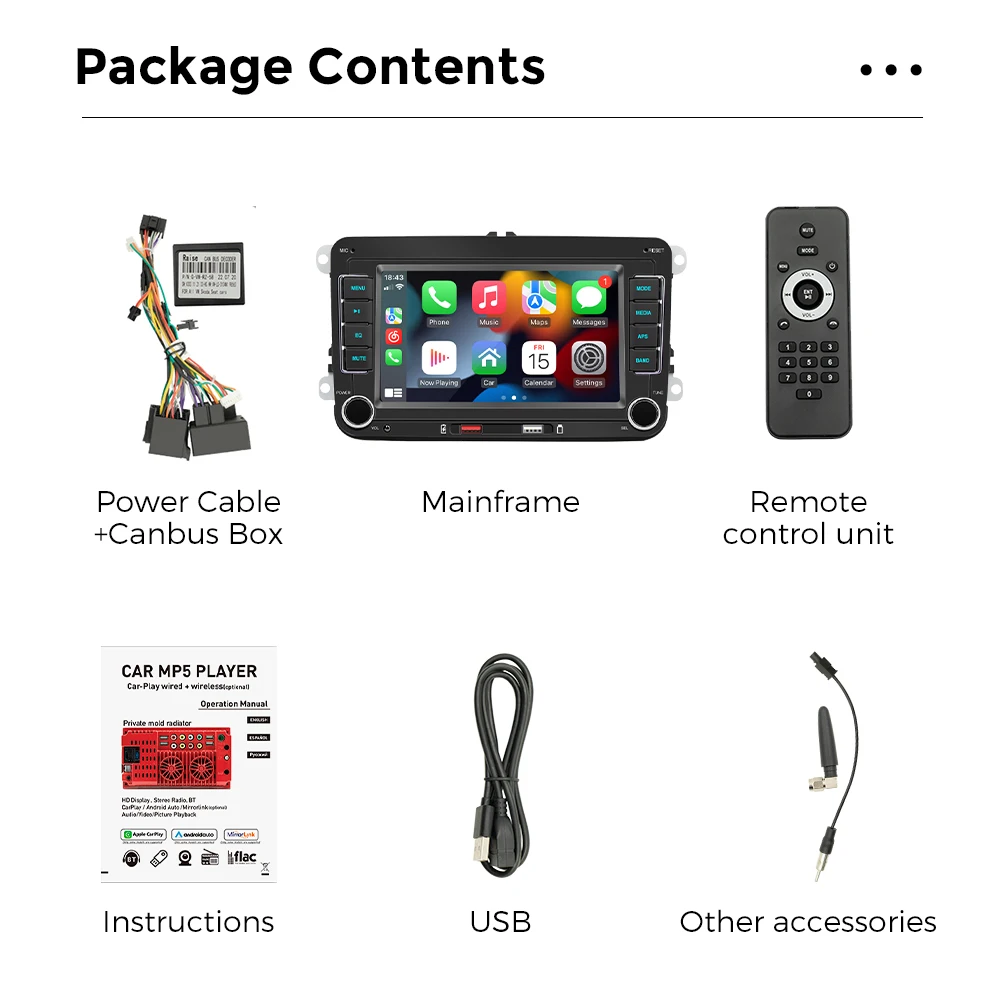 For Volkswagen VW Passat b6 b7 golf 5 6 Polo Jetta Skoda 7inch Car Radio Autoradio Multimedia Player For Carplay Android Auto BT