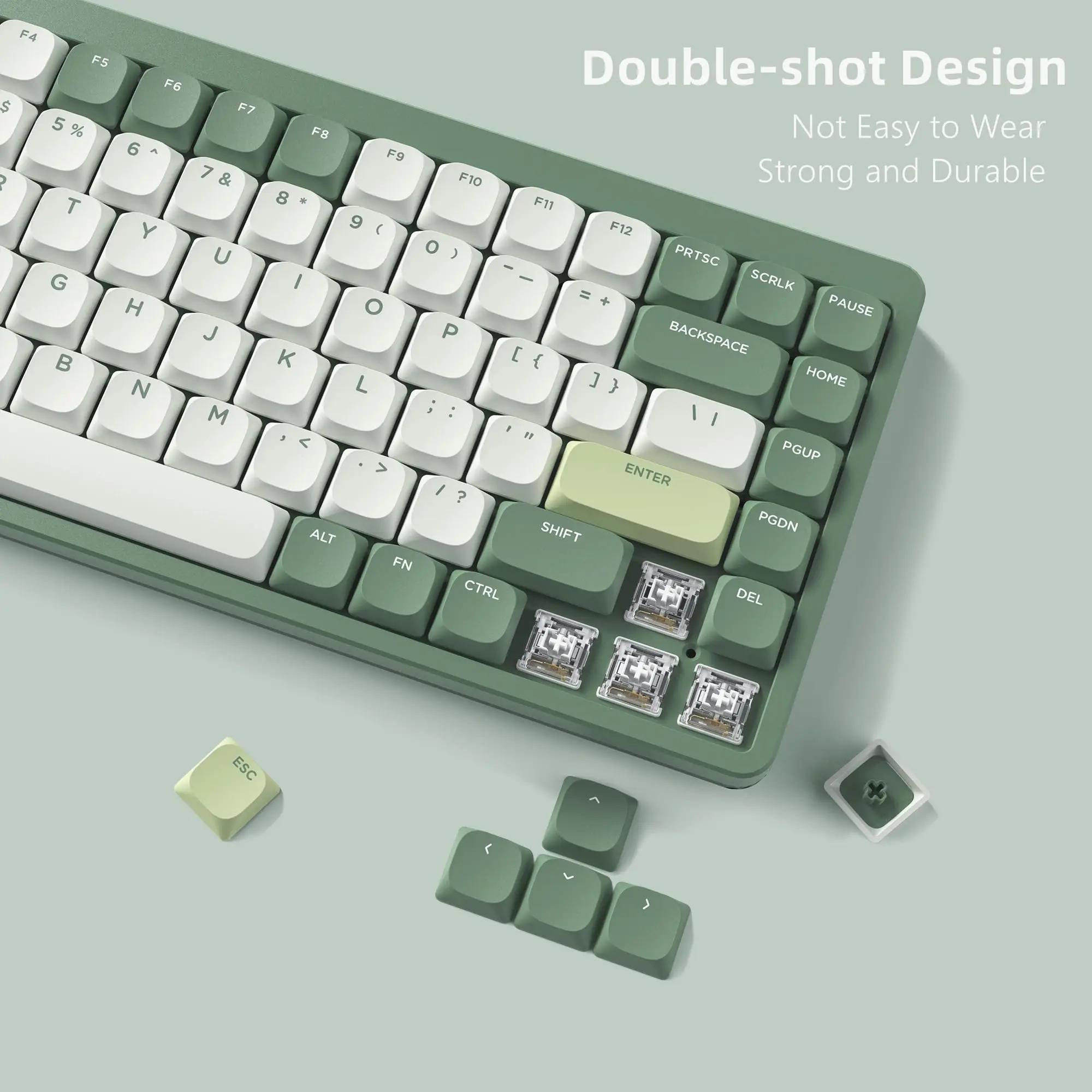 Custom Green Low Profile Pbt Keycaps Double Shot Gateron Cherry mx Switches Gamer Teclado Mecânico 143 Chaves - Imagem 2