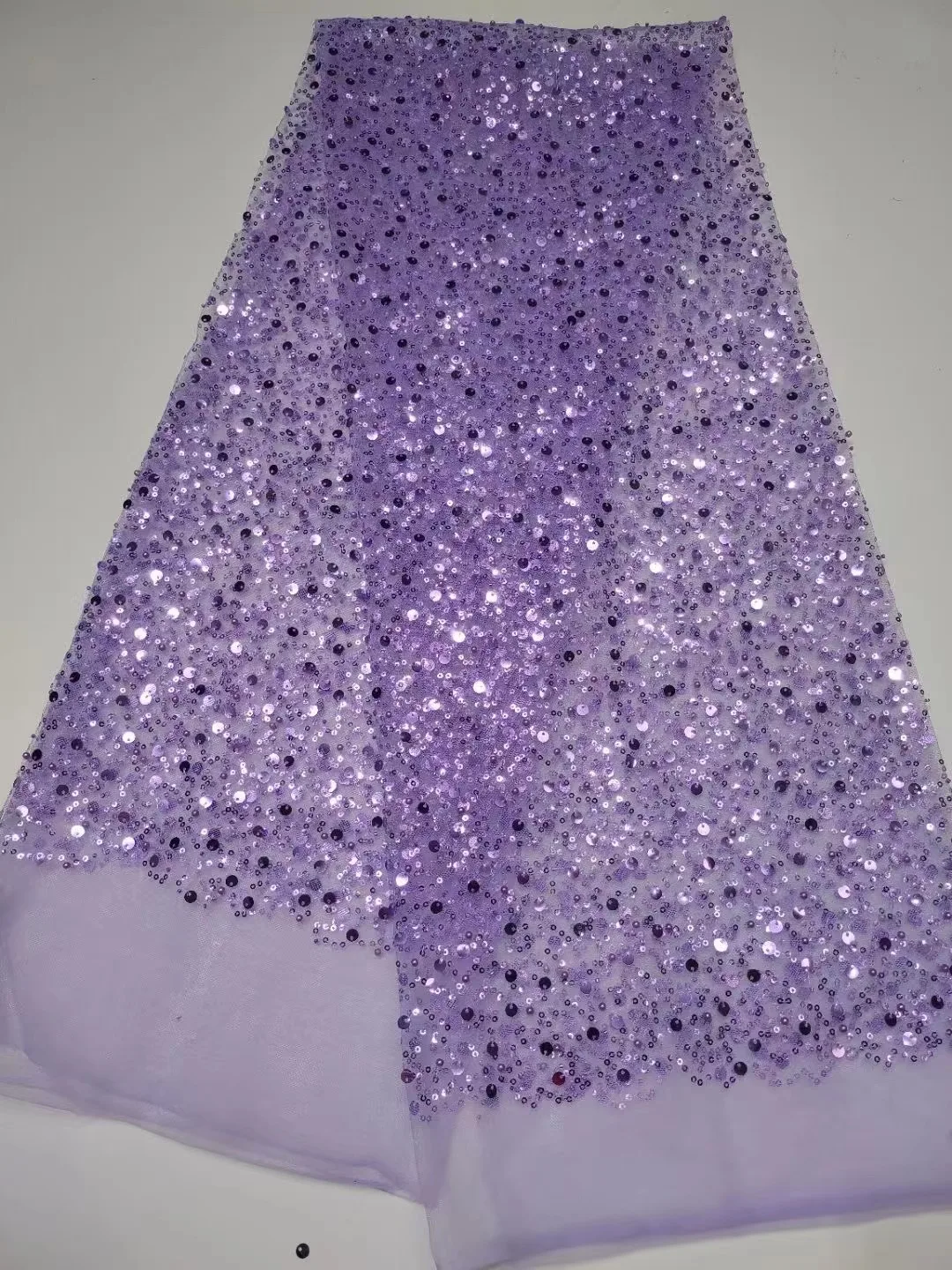 

Lavender African Sequins Beaded Lace Fabric 2023 High Quality Groom Nigerian Wedding Bridal Embroidery French Tulle Sewing