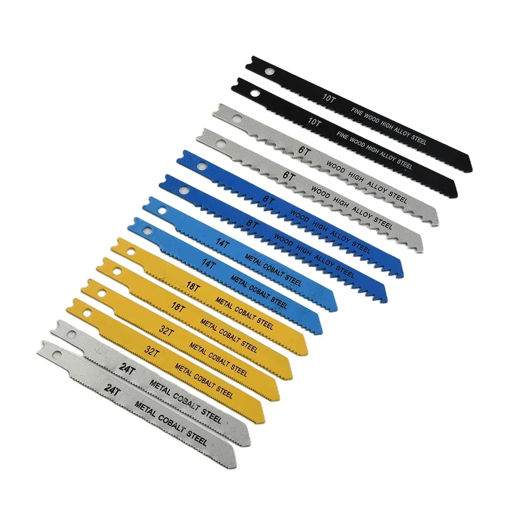 Jig Saw Blades Reciprocating Saw Blades Circular Saw Blade Hacksaw Blade Scroll Saw Blades 14pcs Jigsaw Blades Set For Black Decker Cutting Machine Accessories Plastic Metal Woodworking Jagged Tools High Alloy Steel