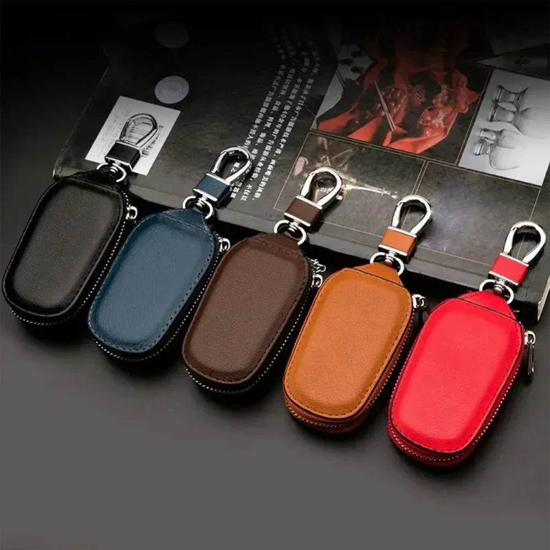 

Car Keychain Covers Men Key Holder Leather Car Key Bag Wallets Housekeeper Keys Organizer Zipper Key Case Bag Pouch