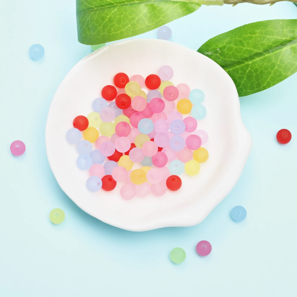 

6mm 200PCS Candy Color Frosting Acrylic Round Beads For Jewelry Making Handmade Bracelet Necklace Phone Chain DIY Material