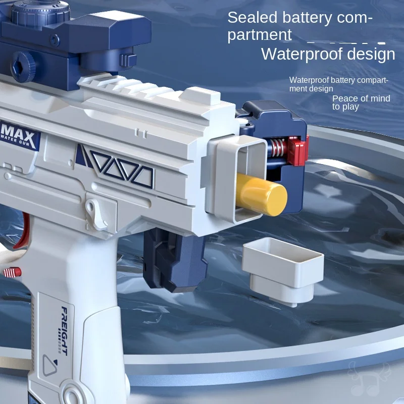 Uzi Electric Water Gun Continuous Firing Swimming Pool Toys Gun with Sights Silencer Outdoor Fun Game Prop for Kids Gifts 5