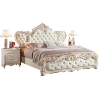 Lit de luxe nordique Vintage, maître Queen King, lit Regale moderne en bois, chambre à coucher en cuir Antique, coffre-fort, meubles tendance Queen Size 6