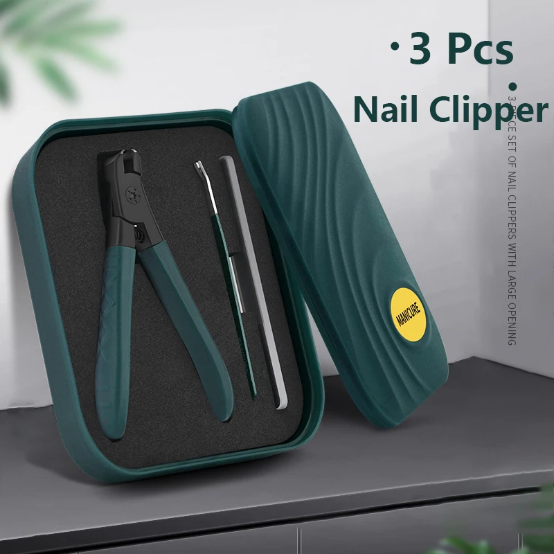 Nail Clipper Set File Stainless Steel Anti Splash Finger Cutter Manicure Tool Designer Catcher Ingrown Toenail Scissors Pedicure 2