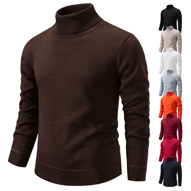 Winter Turtleneck Sweater Men Fleece Knitted Pullovers Elegant Solid Y2K Clothing Luxury Warm Designer Slim Korean Clothes