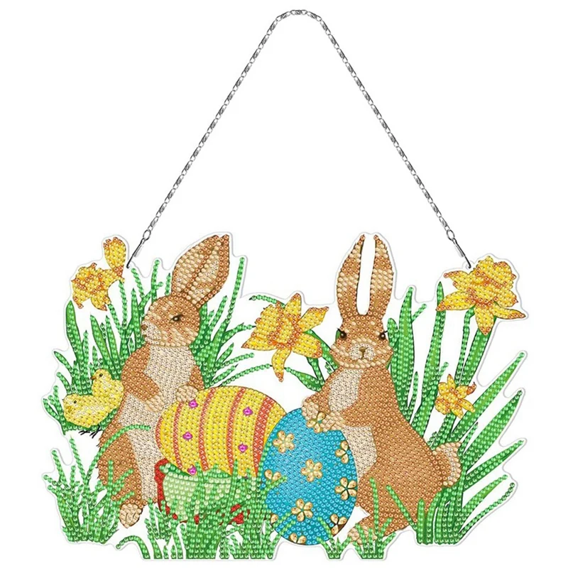 

DIY Diamond Painting Easter Bunny Eggs Door And Window Decoration Rabbit Wreath Embroidery Kit Home Decor