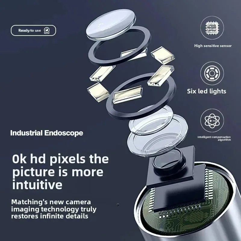 360도 회전 보어스코프 1080P 6.0mm 4.3인치 LCD 모니터 산업용 검사 카메라 (자동차용 2방향 회전 기능 포함)