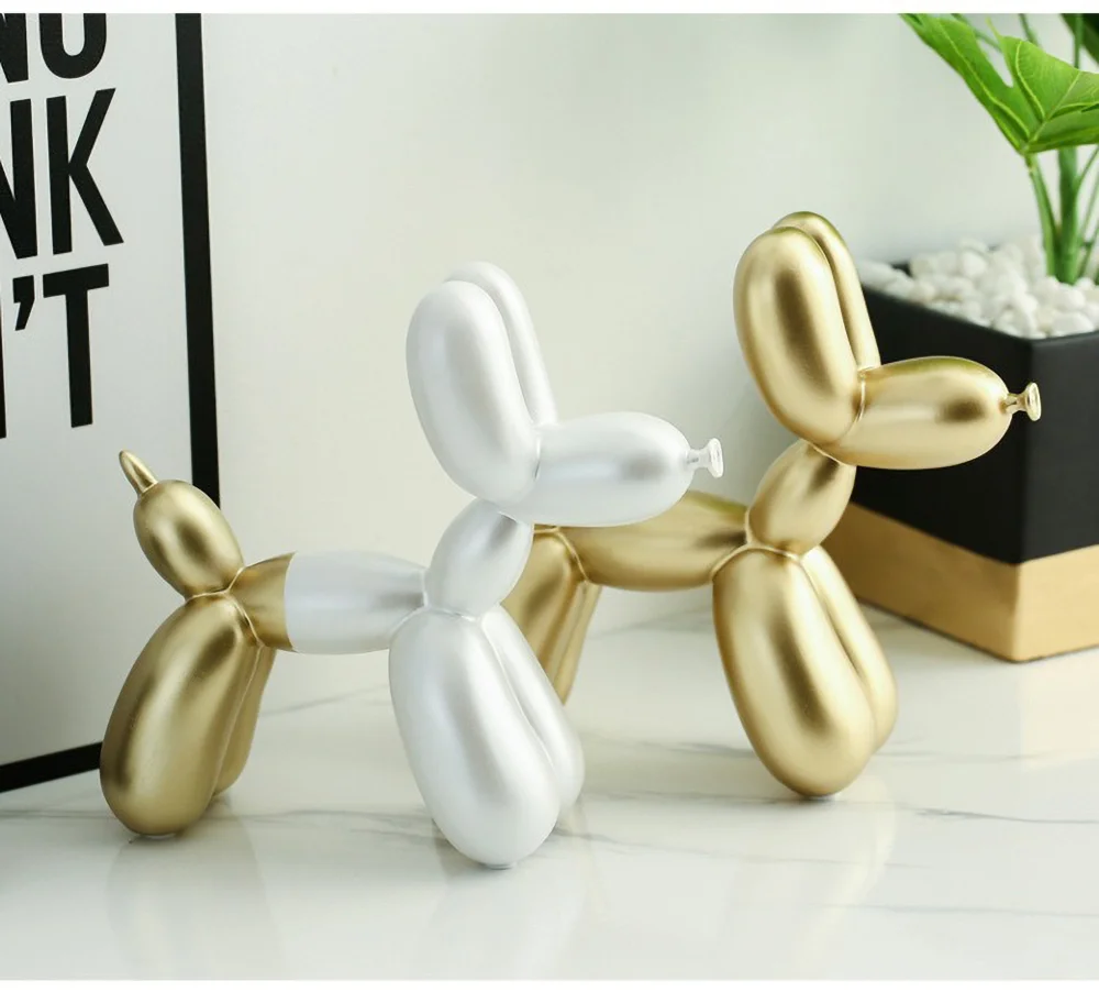 Handbemalte Ballon-Hunde-Harzskulptur – Tierfigur im Jeff Koons-Stil, moderne Schreibtisch-Kunstdekoration für Büro und Sammlungen – Detail 10