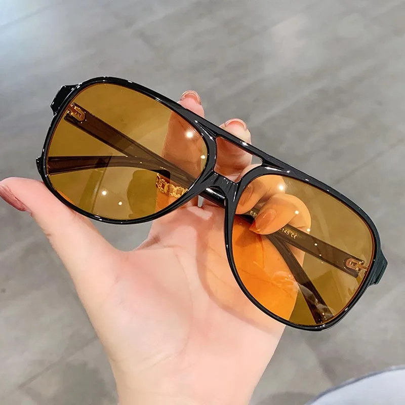Vintage Large Frame Retro Polarized Sunglasses - Classic 90s Pilot Style UV400 Protection