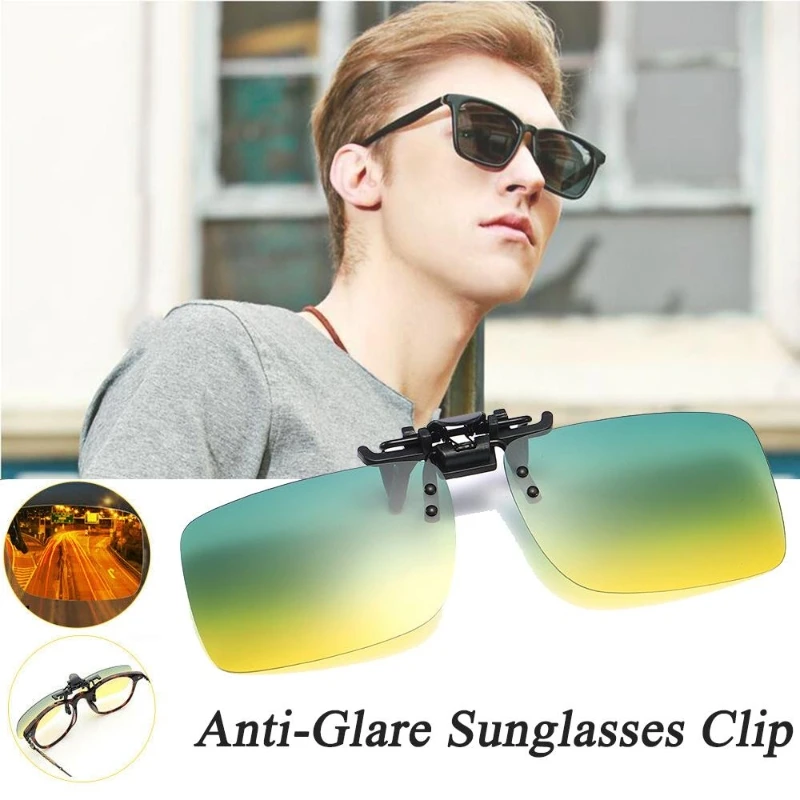 UV400 Polarized Sunglasses Clip Day and Night Driving Anti-Glare Sunglasses  Len