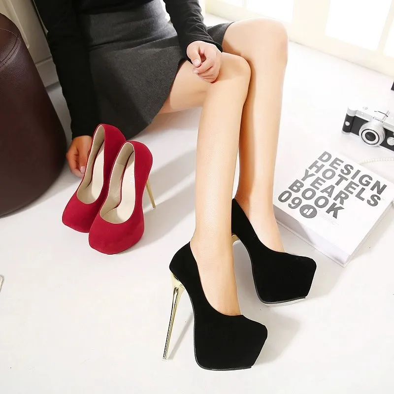 Shoes Woman 2024 Trend Sexy Pumps Wedding Women's Fetish Shoes Concise Woman Pumps High Heels Stripper Flock Pumps 16 Cm Autumn