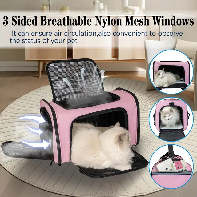 Cat, Dog Carrier for Small Medium Cats Puppies up to 15 Lbs, TSA Airline Approved Carrier Soft Sided, Collapsible Travel Puppy C 2