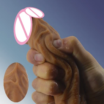 FAAK Realistic Dildo Suction Double Layer Silicone Fake Penis Lifelike Sex Toys For Women Masturbator Strapon Dildo Sex Shop 1