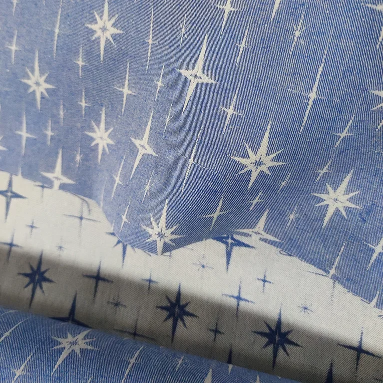 Colorful Embroidered Denim Fabric Starry Sky Denim Material for Jacket Shoes Bag Box Embroidery Fabric Clothing Accessories