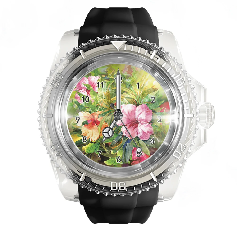 

New Fashionable Transparent Silicone White Watch Colorful Plant Watches Men's and Women's Quartz Sports Wrist Watch