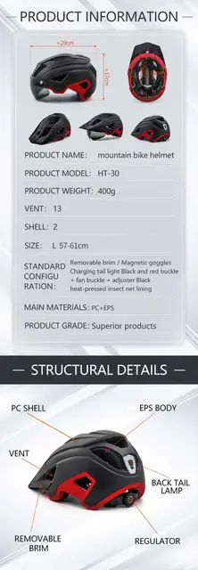 Casco Bici Con LED USB - Visiera Magnetica, 21 Ventilazioni, Regolabile 57-62cm, Unisex - Foto 11