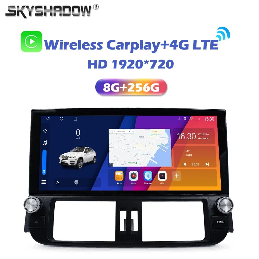 

QLED 1920*720 Carplay 8G+256G Android 13.0 Car Player GPS WIFI Bluetooth RDS Radio For Toyota Land Cruiser Prado 150 2009 -2013