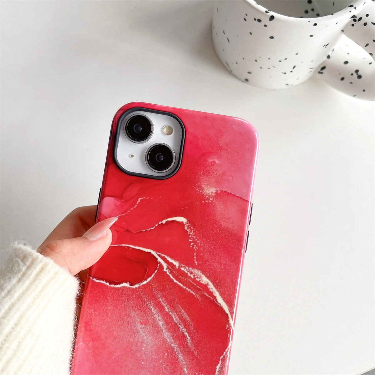 Red Marble Pattern IntInclusive Phone Case for iPhone