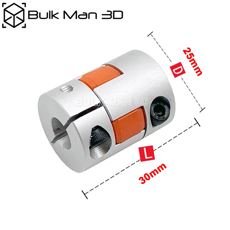 D25L30 Three Jaw Shaft Coupler Aluminium Motor Flexible Shaft Coupling Connector CNC Flexible Couple 9/10/11/12/12.7mm