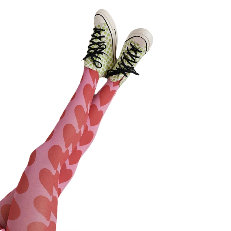 Description Picture 5 of itemY2k Aesthetic Tie Dye Sheer Tights Women Patterned Pantyhose Funky Print Hollow Out Mesh Stockings Leggings Grunge Streetwear