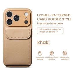 Sleek and Durable Synthetic Leather Clip - On Phone Case - iPhone 15 (Khaki)