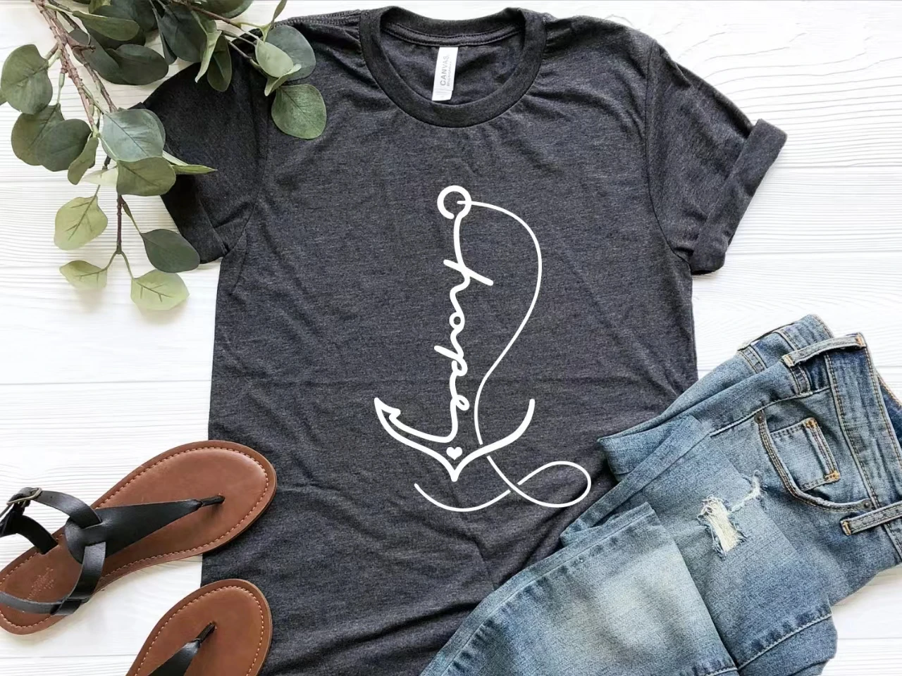 

Fashion Simple Fishhook Ship Anchor Print Female T-shirt New Popular Summer Beach Party Women Shirt Trend Casual Girl Tee