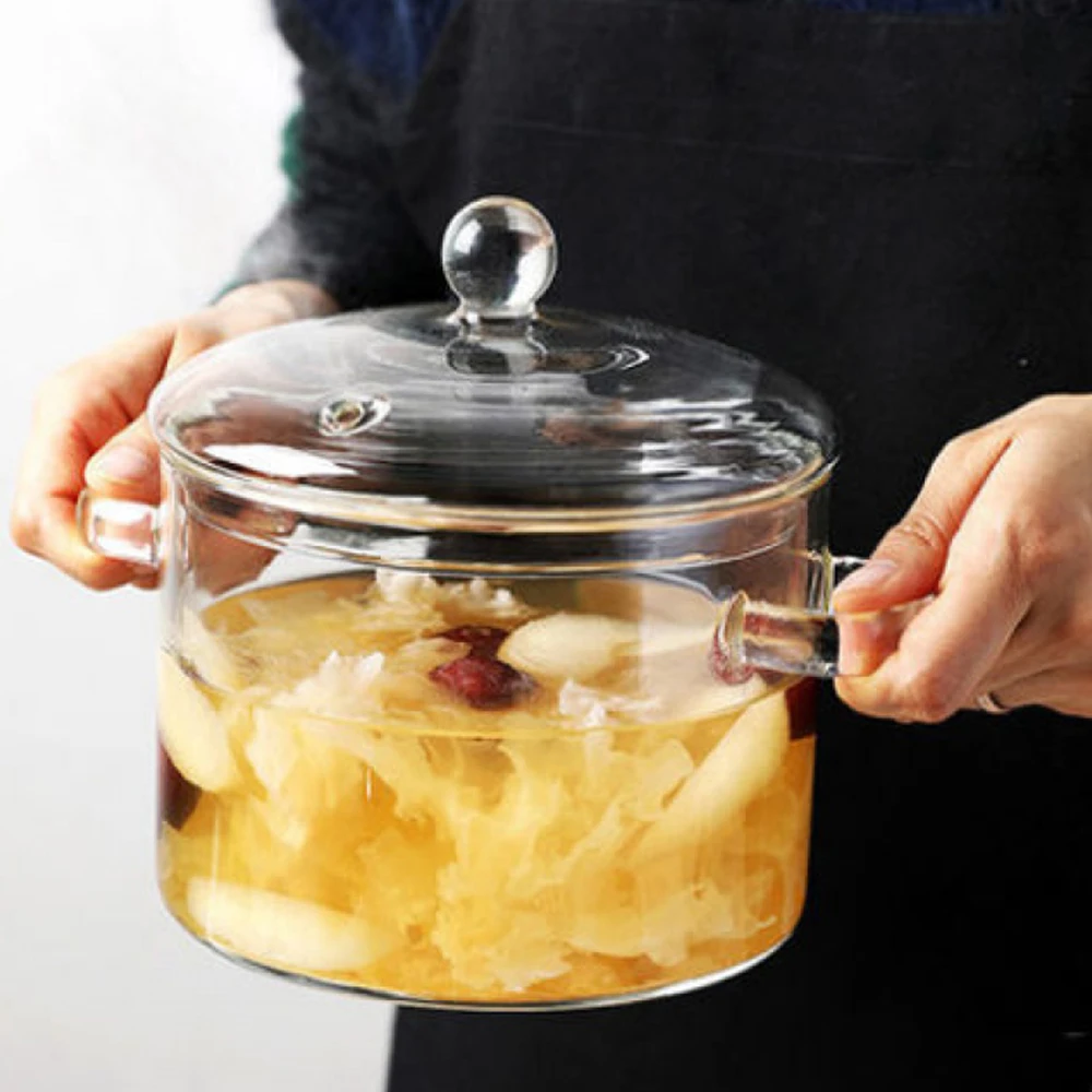 Marmite en verre transparente épaissie pour la cuisine, casseroles de  cuisine, casserole, poêle, soupe, bouillie, ustensiles de cuisine