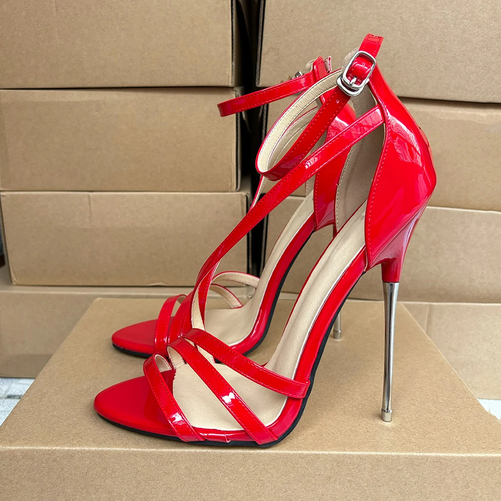 Rosso Raso 15 Cm DELIGHT-668 Sandali Da Sera Con Tacco Alto