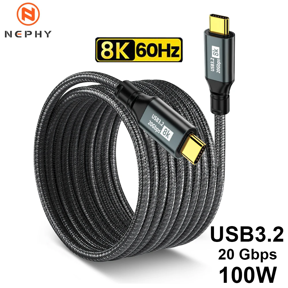 High-Speed USB-C to USB-C 100W PD Fast Charging Cable with 8K 60Hz Support