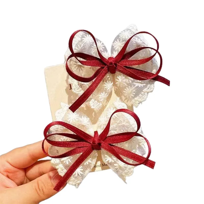 Elegant Lace Bow, Women's Fashion Ribbon, White Floral Design, Travel Leisure Hair Accessories, Hair Clip, Princess Decoration