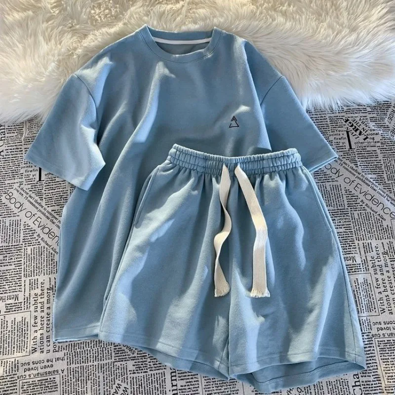 

Повседневная Пижама из двух частей, новинка, свободные универсальные шорты с коротким рукавом в Корейском стиле, Спортивная модная Домашняя одежда, простая Пижама