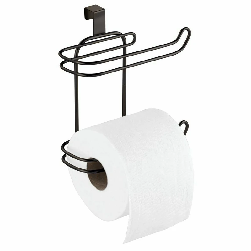 

Metal Compact Hanging Over The Tank Toilet Tissue Paper Roll Holder And Dispenser For Bathroom Storage Space Saving Retail